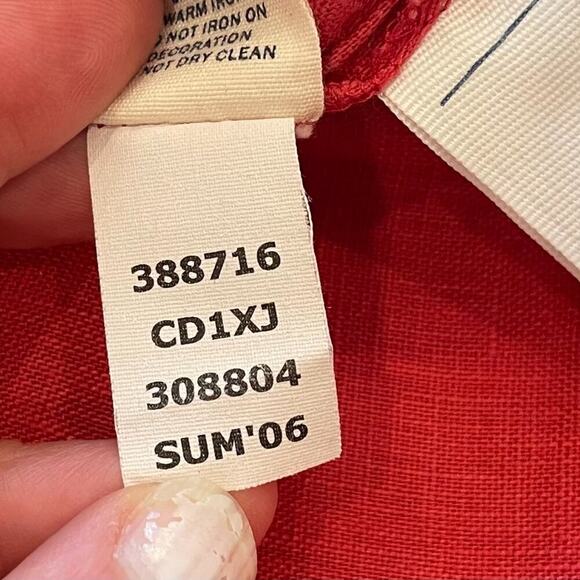 VTG Old Navy Red Linen Long Sleeve Boho Embroidered V-Neck Tunic/Cover-Up Size L - Picture 14 of 14